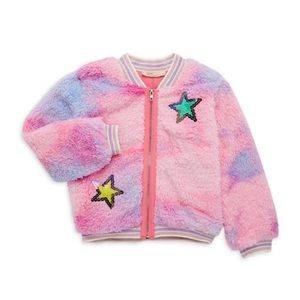 BABY SARA-Little girl’s Tie-Dye Faux Fur Bomber Jacket **GREAT SHAPE